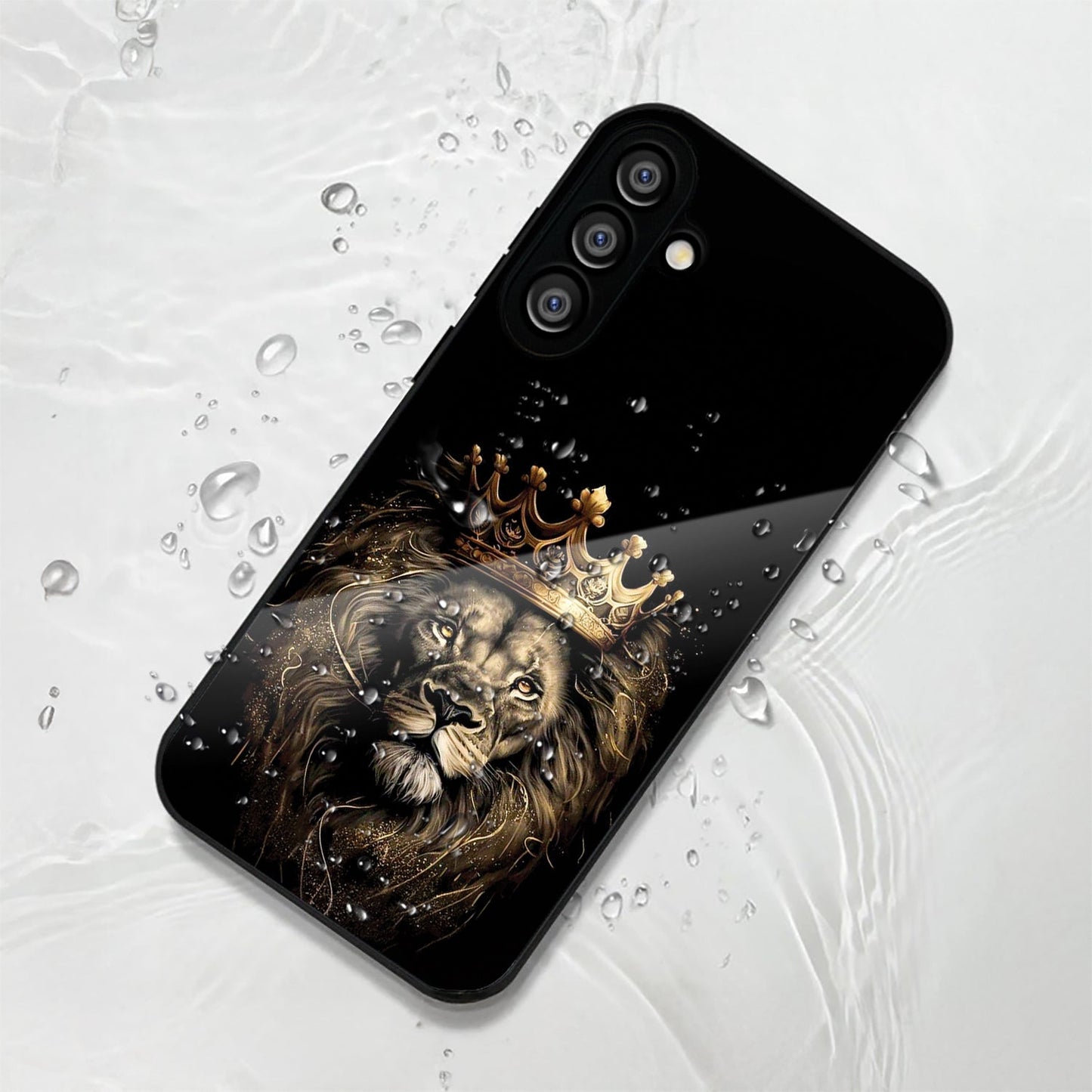 Samsung Galaxy A36 Premium Acrylic Shockproof Glass Back Case (Crowned Lion)