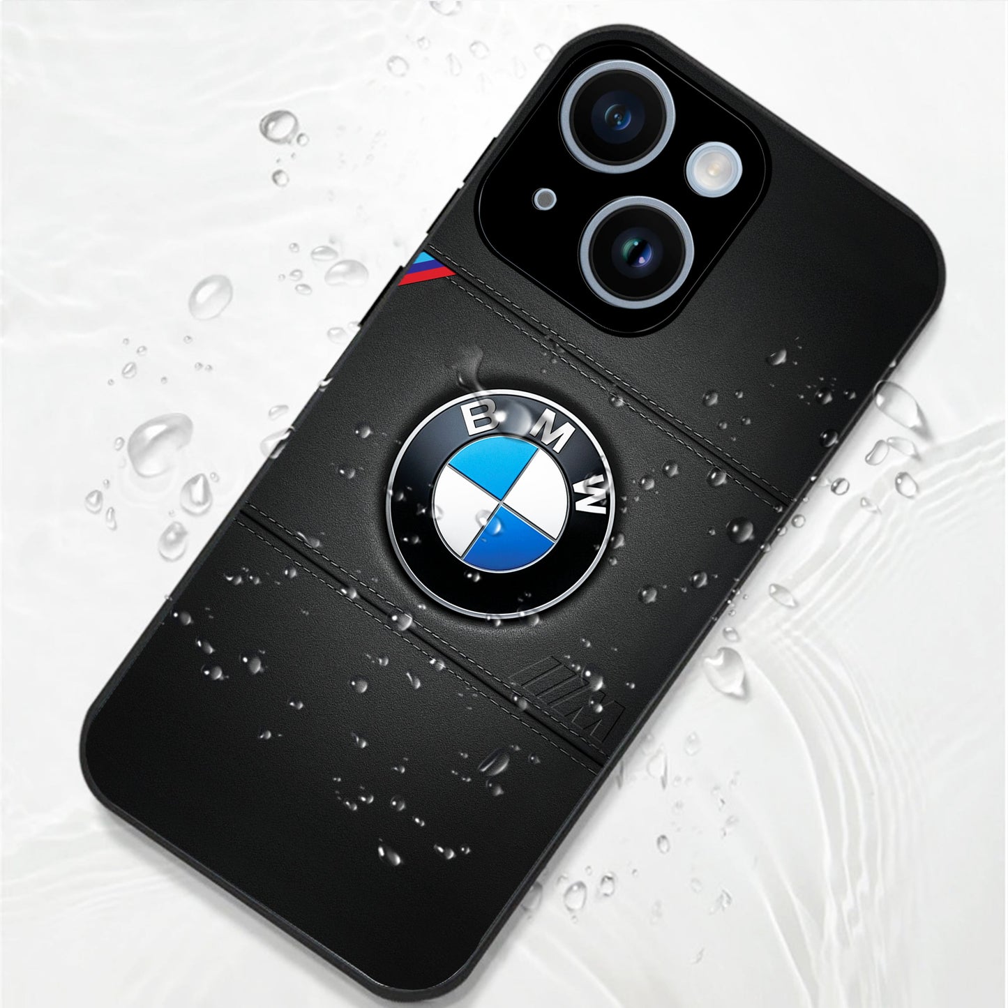 iPhone 15 Premium Acrylic Shockproof Glass Back Case (BMW LOGO)