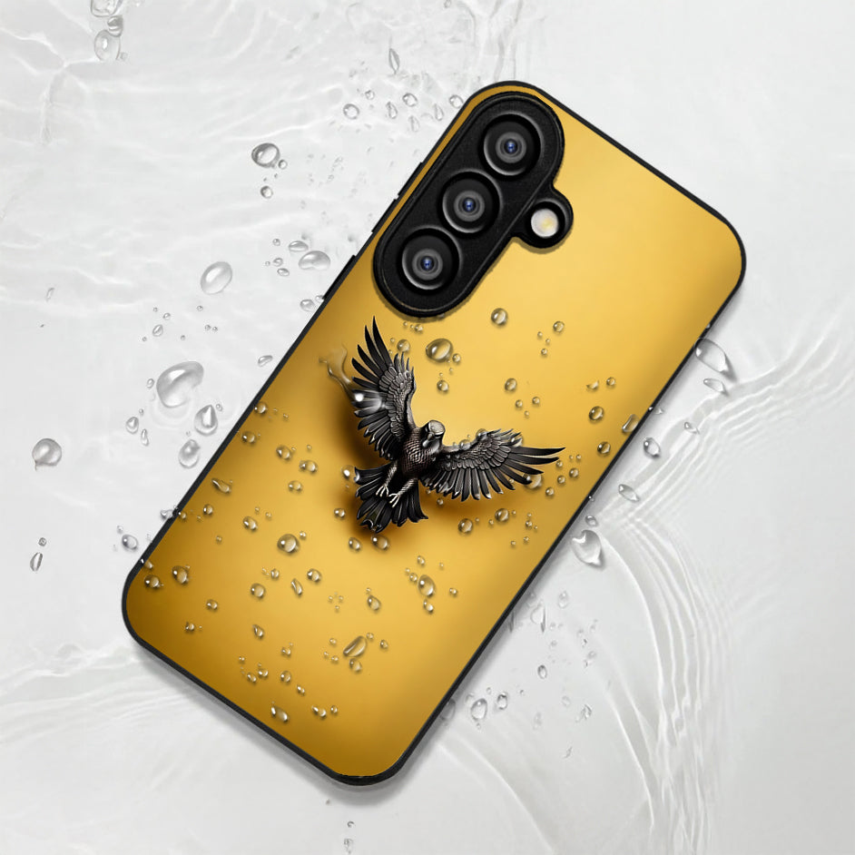 Samsung Galaxy A36 Premium Acrylic Shockproof Glass Back Case (Golden Hawk)