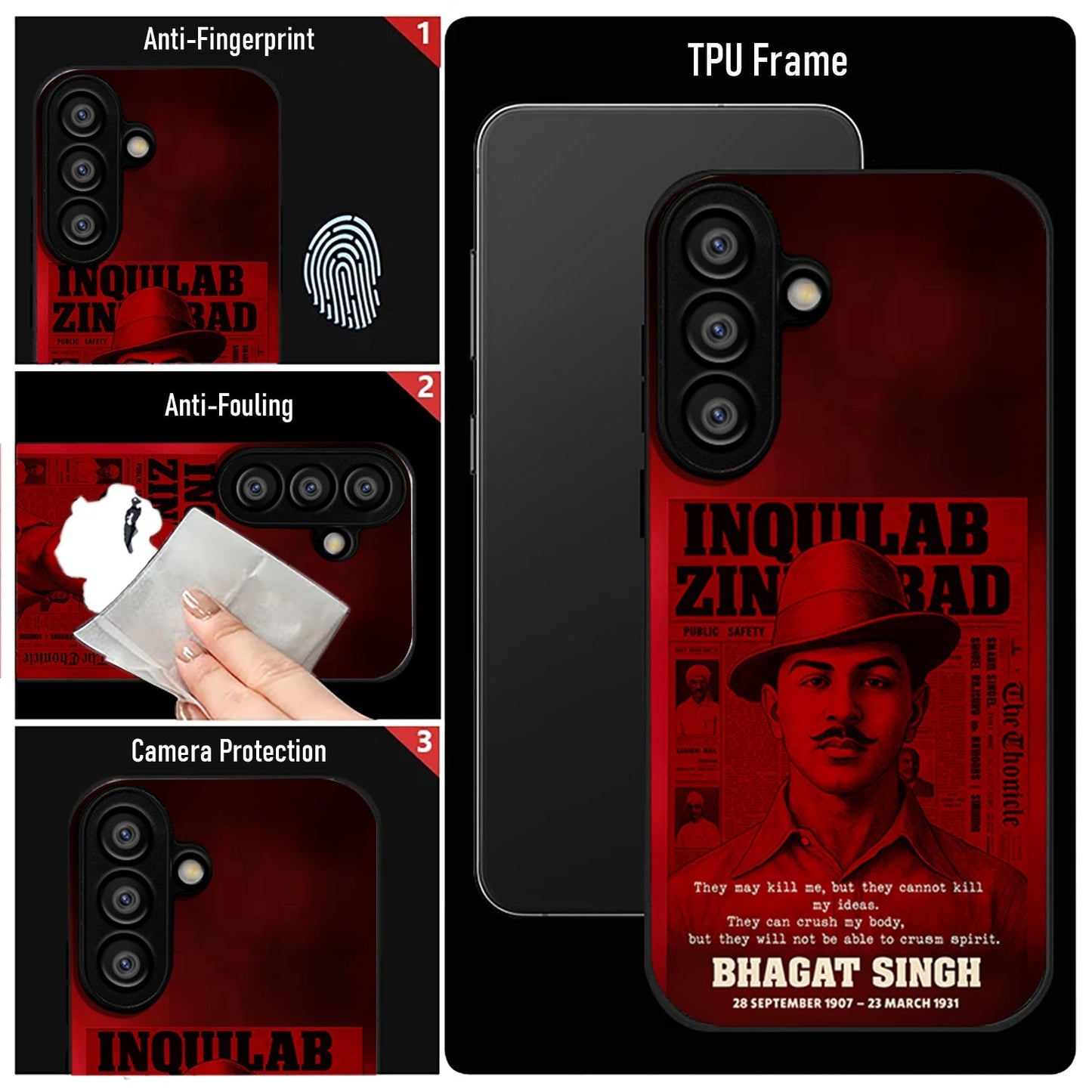 Samsung Galaxy A56 5G Premium Acrylic Shockproof Glass Back Case (Bhagat Singh)