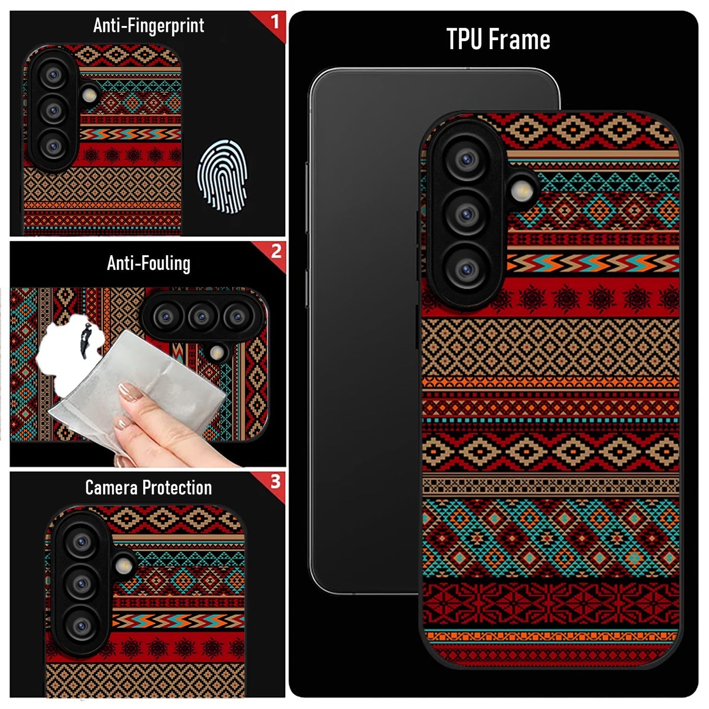 Samsung Galaxy A56 5G Premium Acrylic Shockproof Glass Back Case (Ethnic Pattern)