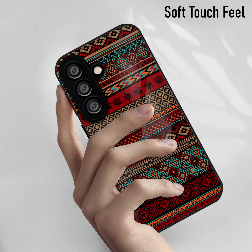 Samsung Galaxy A56 5G Premium Acrylic Shockproof Glass Back Case (Ethnic Pattern)