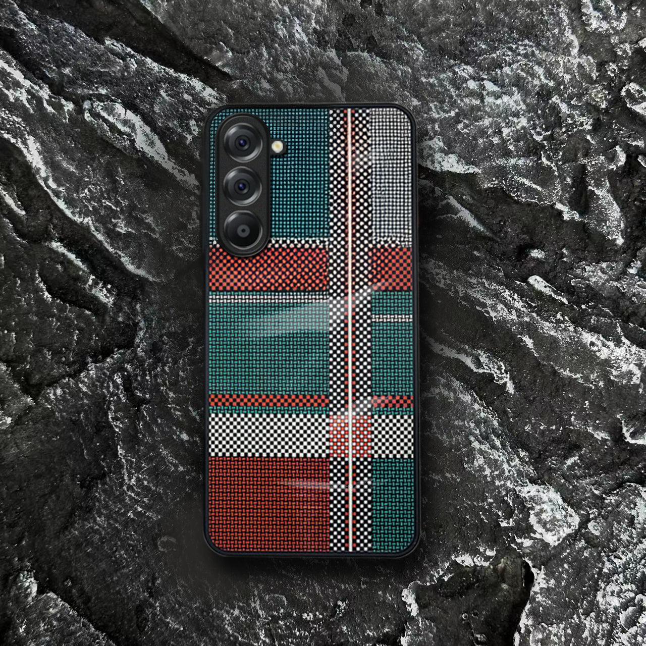 Samsung Galaxy A56 5G Luxury Grid Pattern Glass Back Shockproof Case