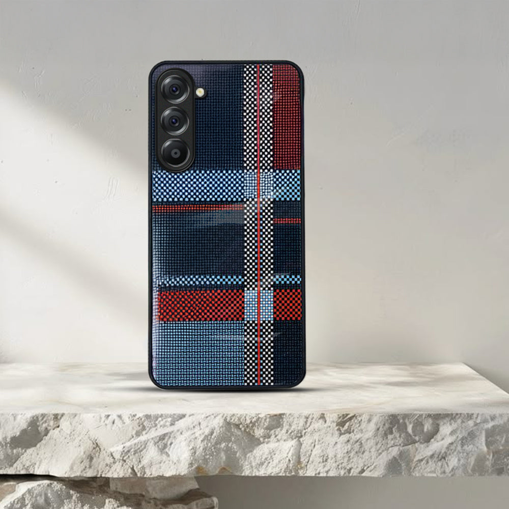 Samsung Galaxy A56 5G Luxury Grid Pattern Glass Back Shockproof Case