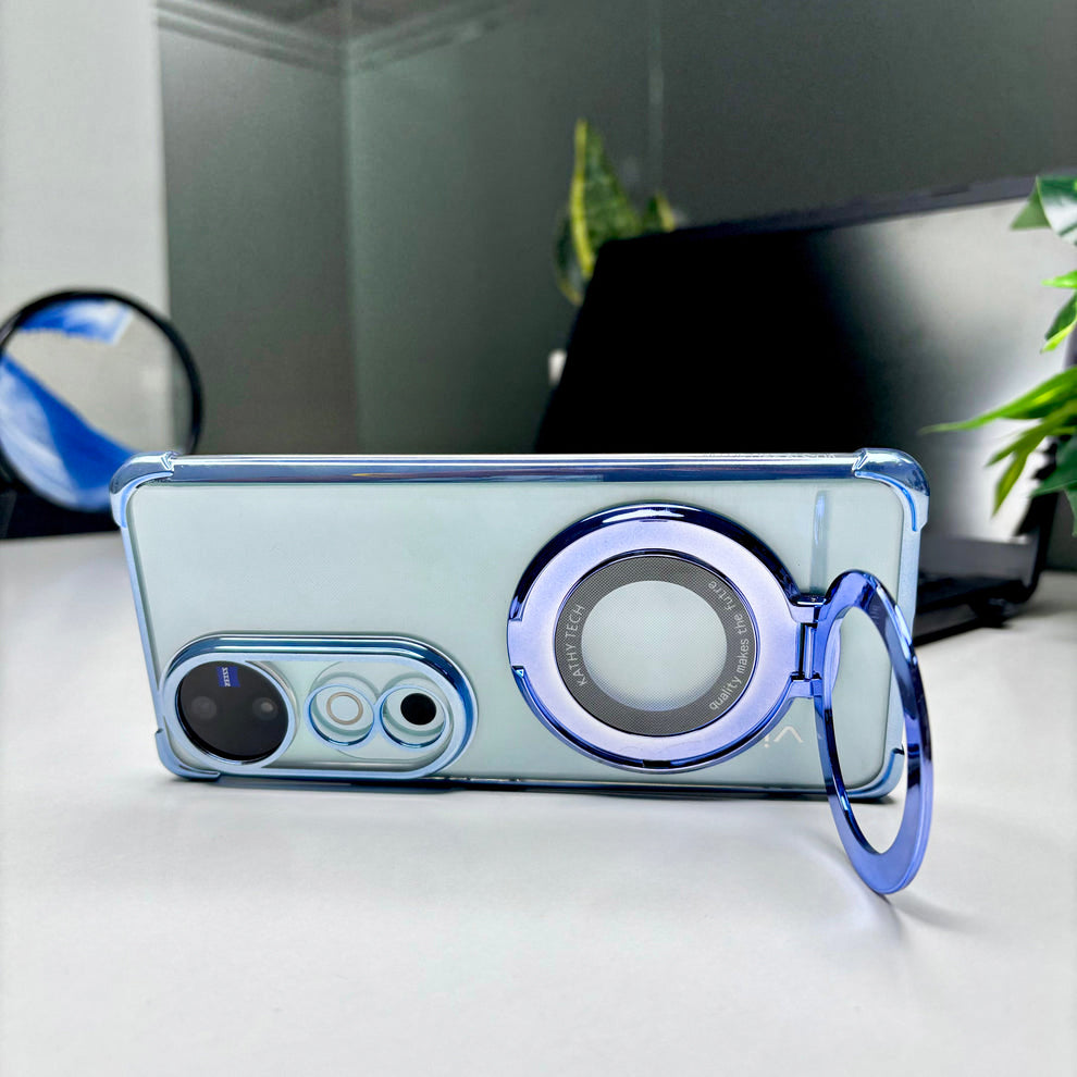 Vivo V40 Pro 5G Original Luxury Magnifier Ring Stand Shockproof Airbags Corner Case