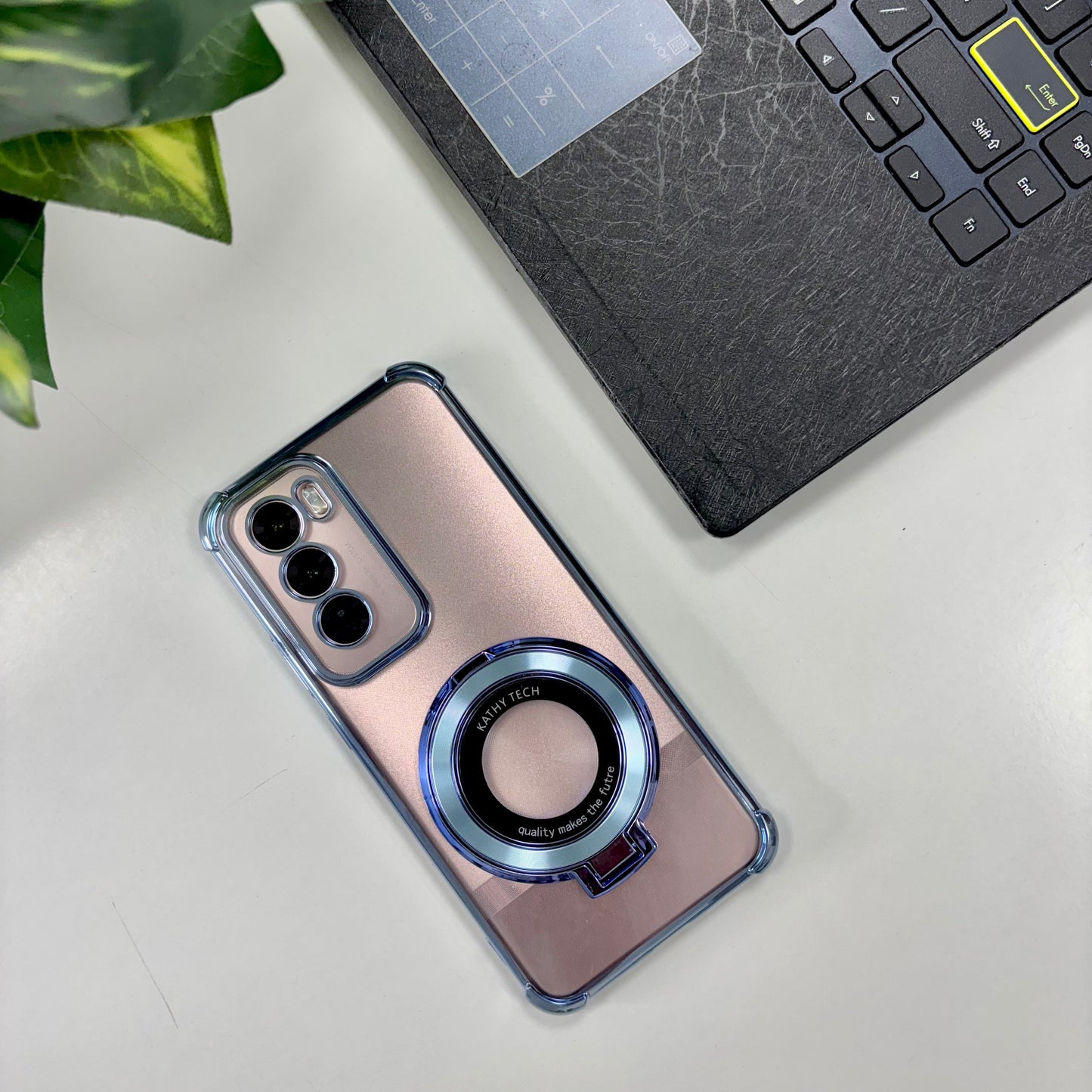 Oppo Reno 12 5G Original Luxury Magnifier Ring Stand Shockproof Airbags Corner Case