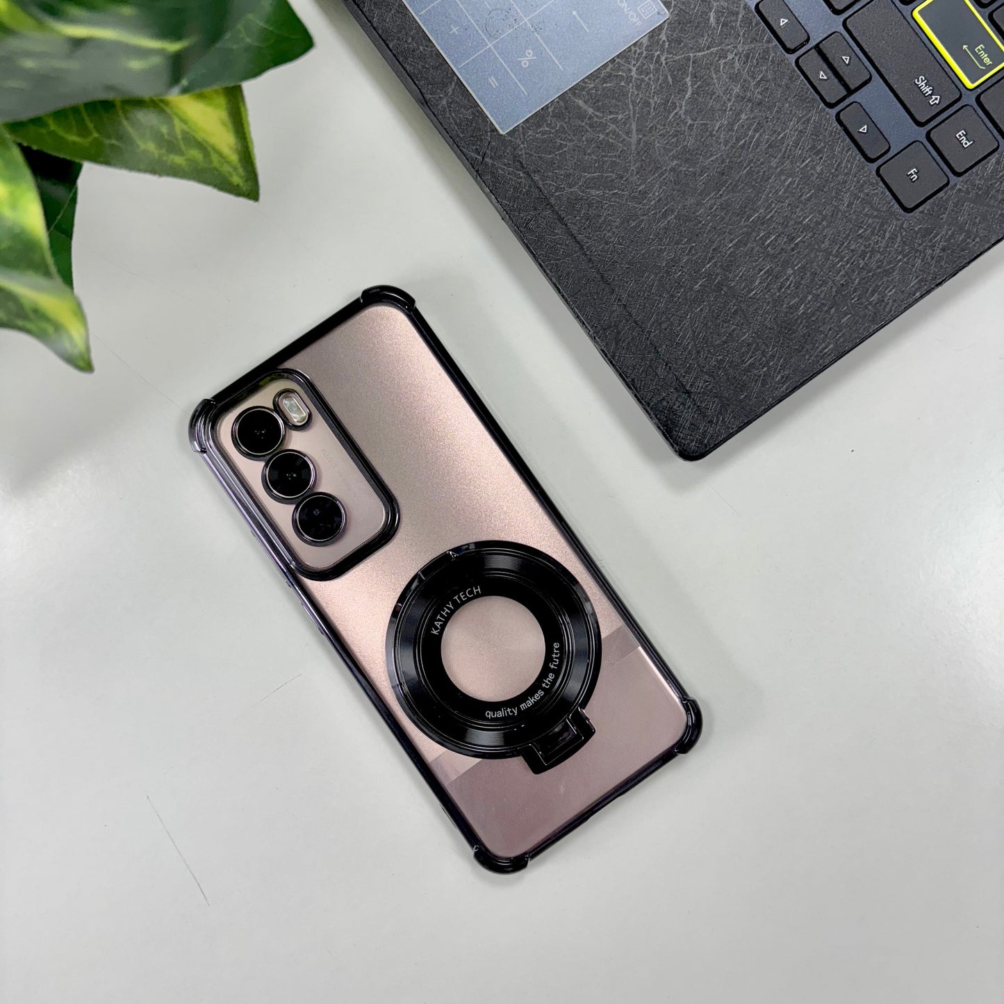 Oppo Reno 12 5G Original Luxury Magnifier Ring Stand Shockproof Airbags Corner Case