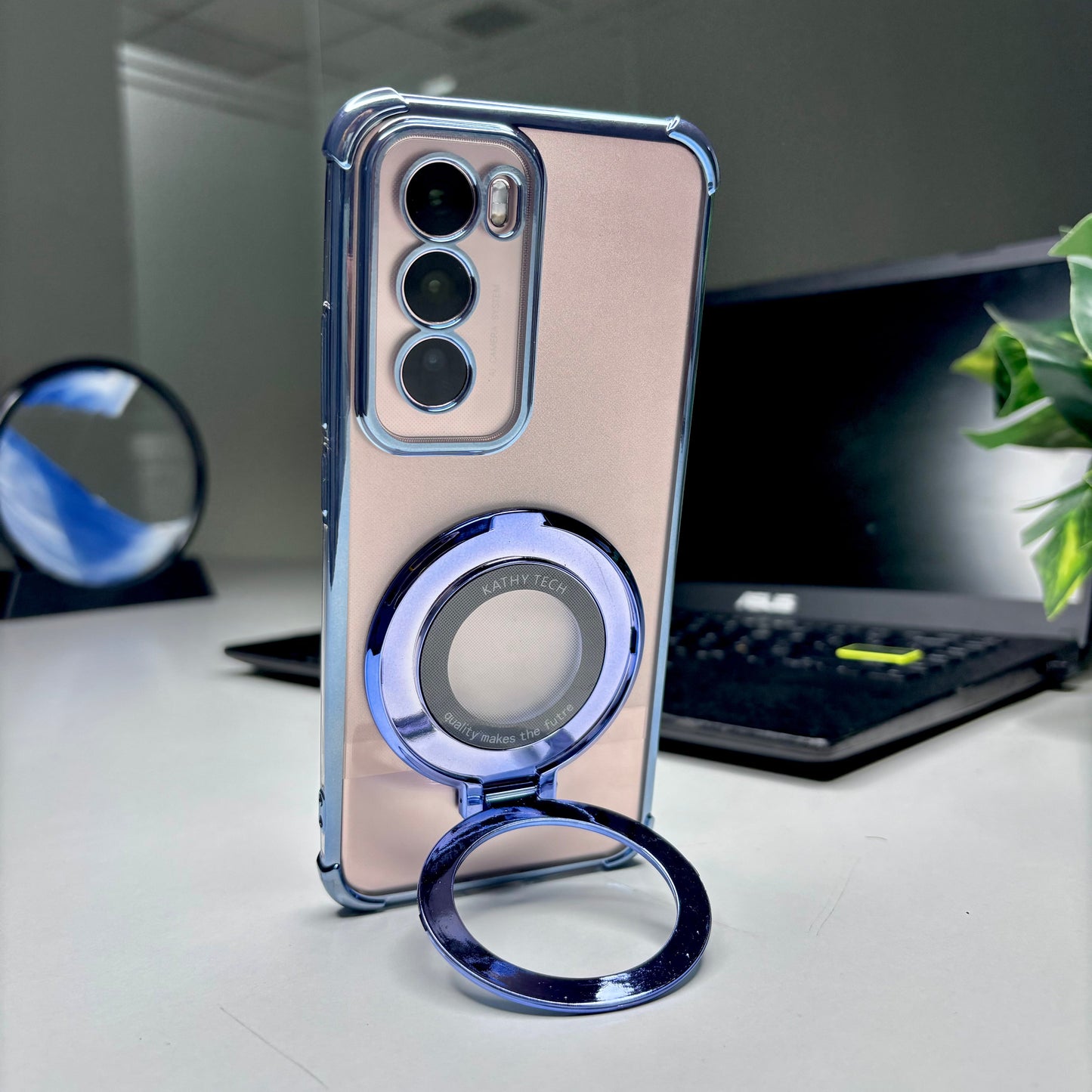 Oppo Reno 12 5G Original Luxury Magnifier Ring Stand Shockproof Airbags Corner Case
