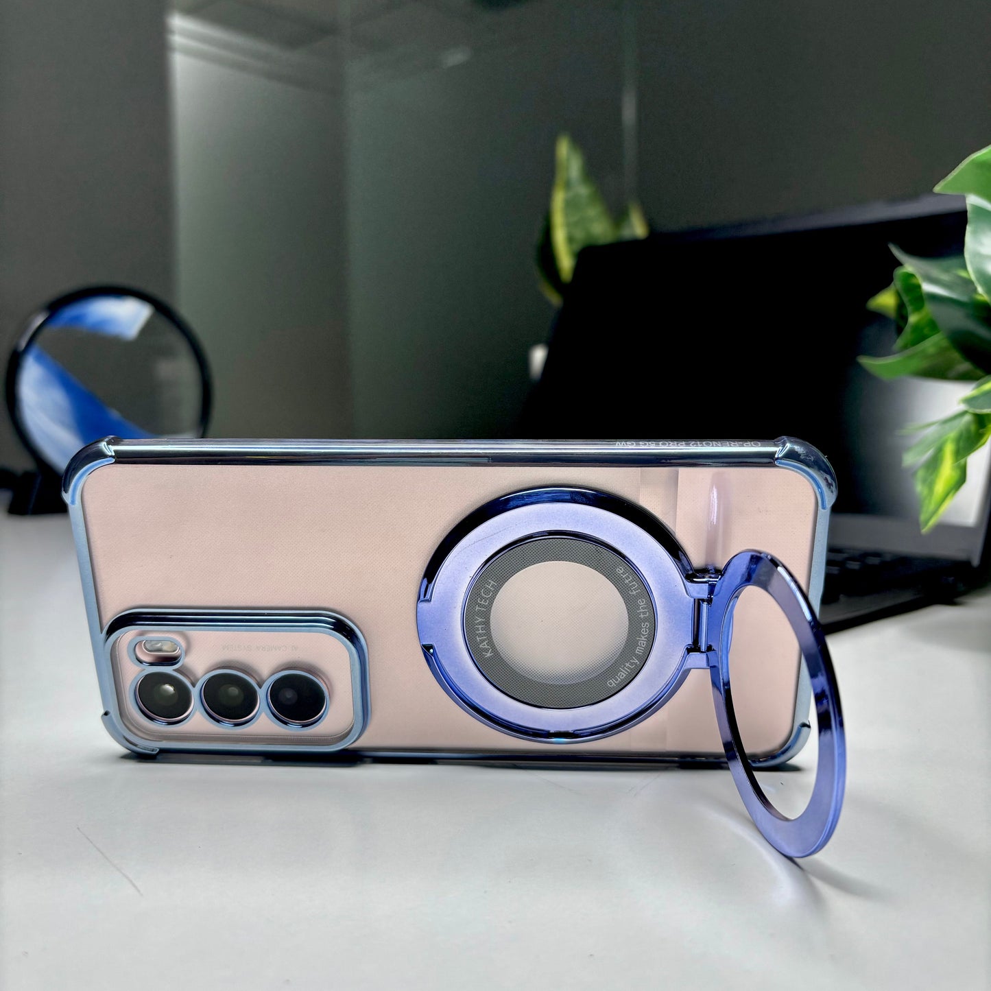 Oppo Reno 12 5G Original Luxury Magnifier Ring Stand Shockproof Airbags Corner Case
