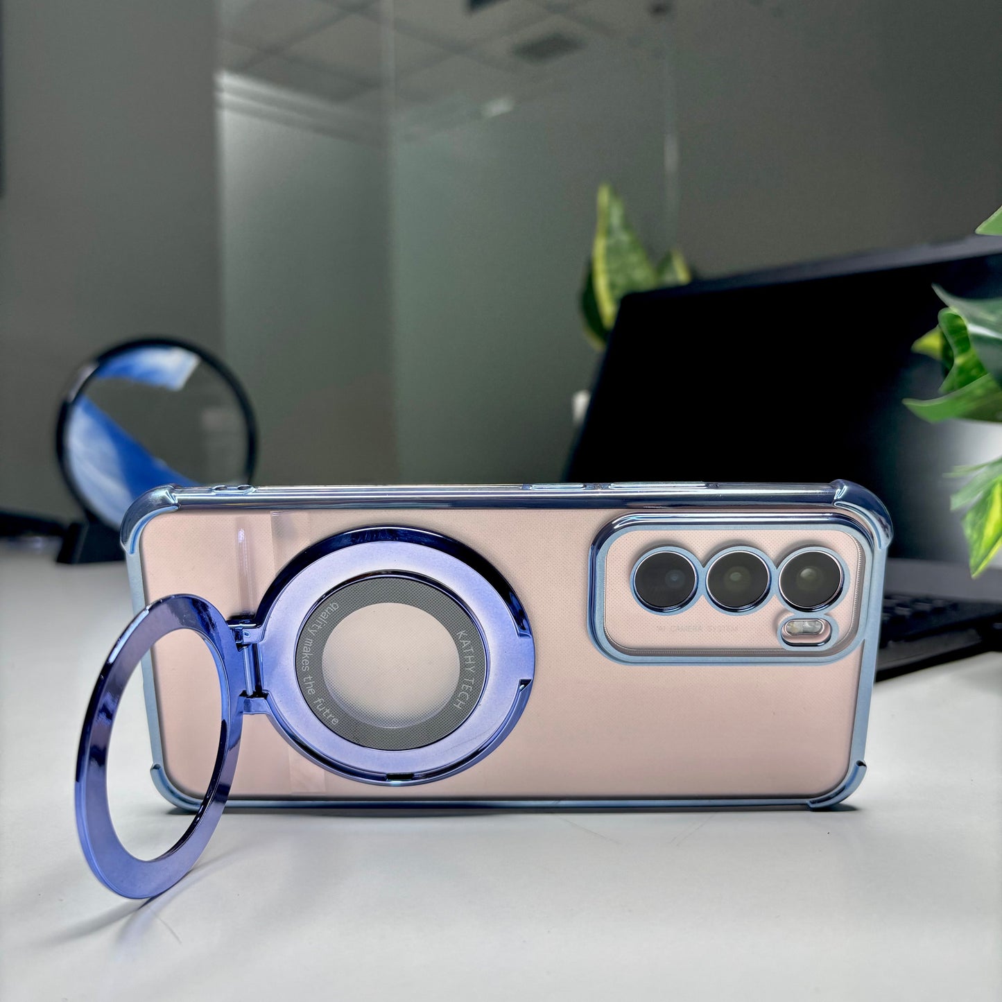 Oppo Reno 12 5G Original Luxury Magnifier Ring Stand Shockproof Airbags Corner Case