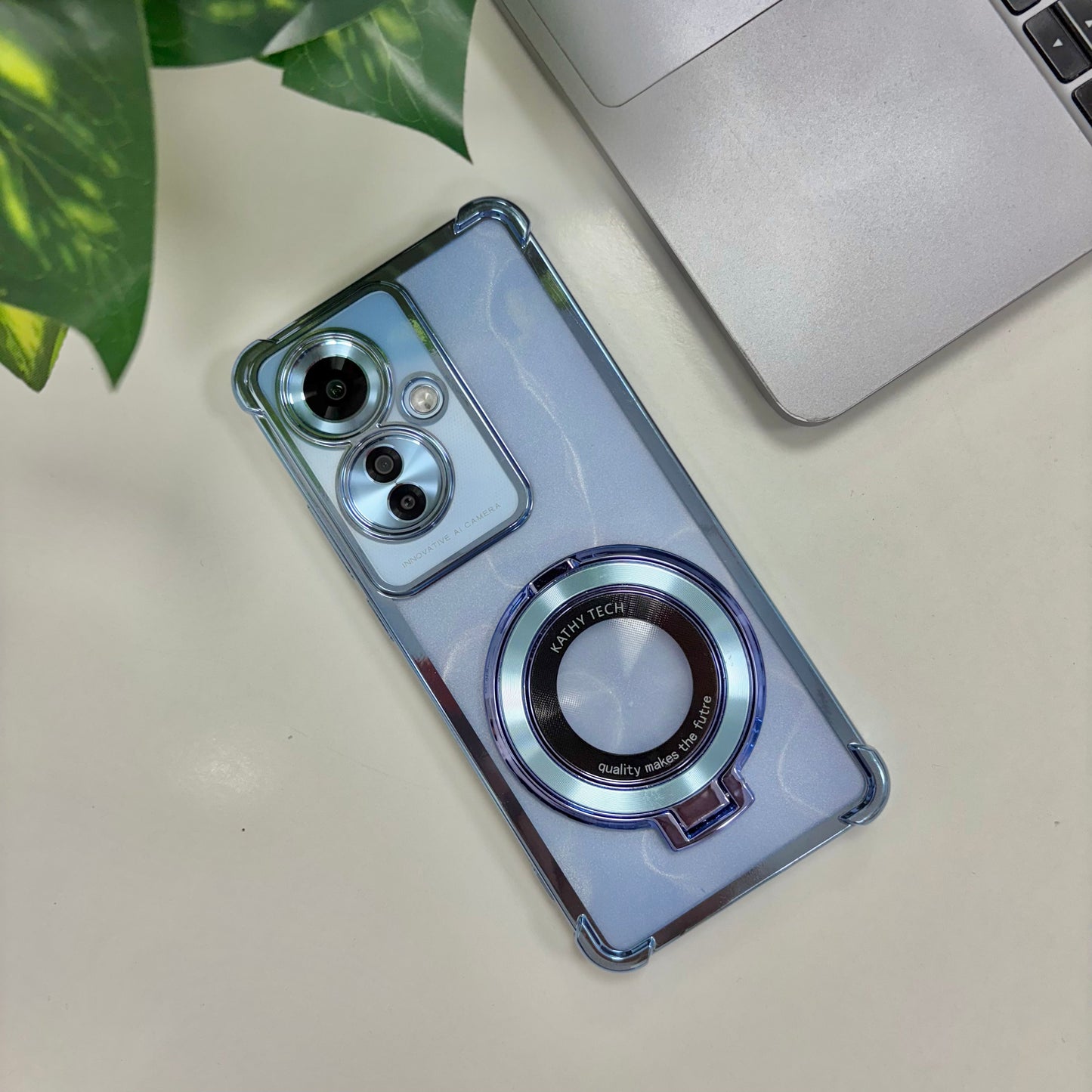 Oppo Reno11 F 5G Original Luxury Magnifier Ring Stand Shockproof Airbags Corner Case