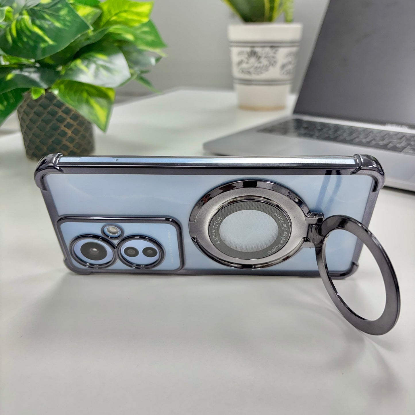 Oppo Reno11 F 5G Original Luxury Magnifier Ring Stand Shockproof Airbags Corner Case
