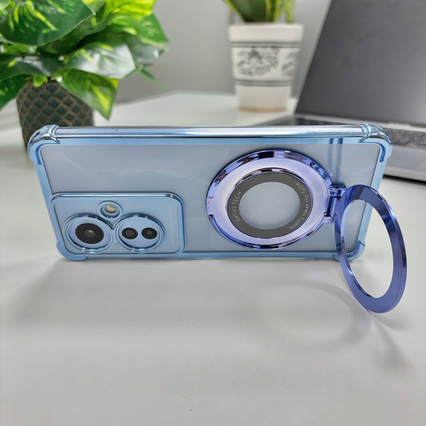 Oppo Reno11 F 5G Original Luxury Magnifier Ring Stand Shockproof Airbags Corner Case
