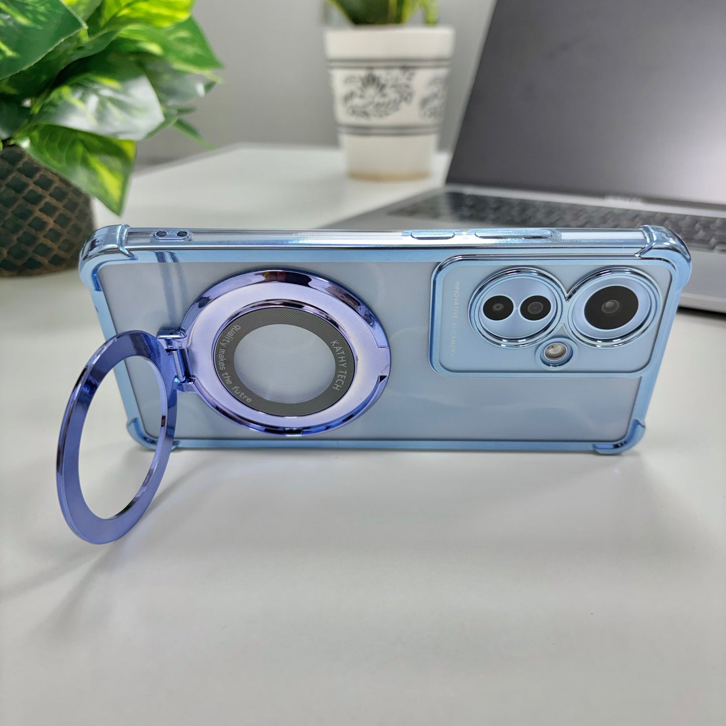 Oppo Reno11 F 5G Original Luxury Magnifier Ring Stand Shockproof Airbags Corner Case