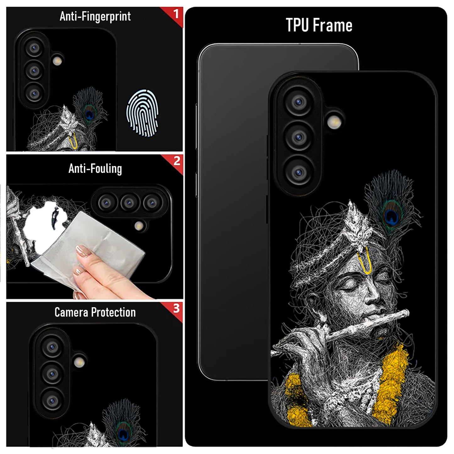 Samsung Galaxy A36 5G Premium Acrylic Shockproof Glass Back Case (Krishna Sketch)