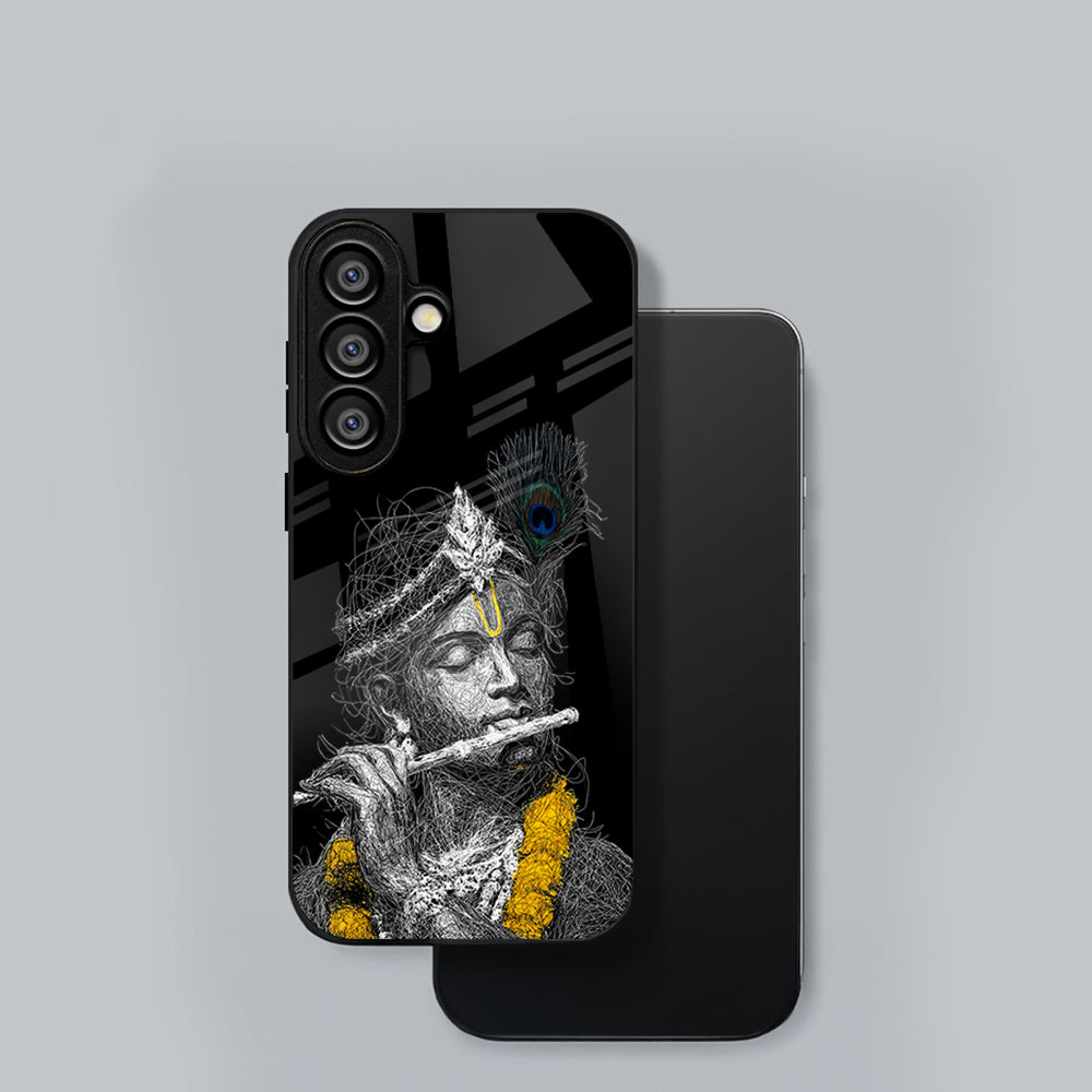 Samsung Galaxy A56 5G Premium Acrylic Shockproof Glass Back Case (Krishna Sketch)