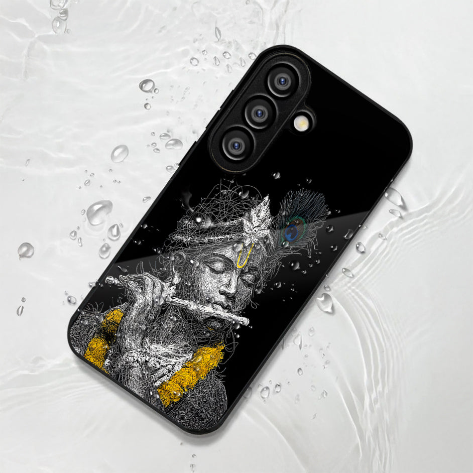 Samsung Galaxy A36 5G Premium Acrylic Shockproof Glass Back Case (Krishna Sketch)