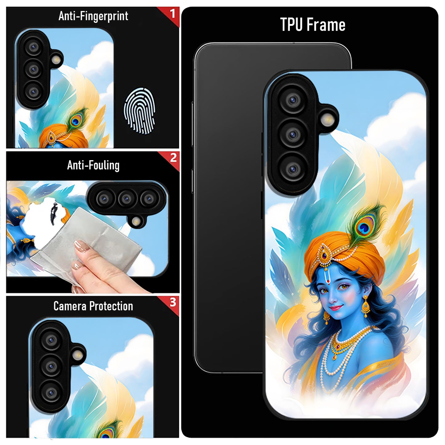 Samsung Galaxy A36 5G Premium Acrylic Shockproof Glass Back Case (Lord Krishna)