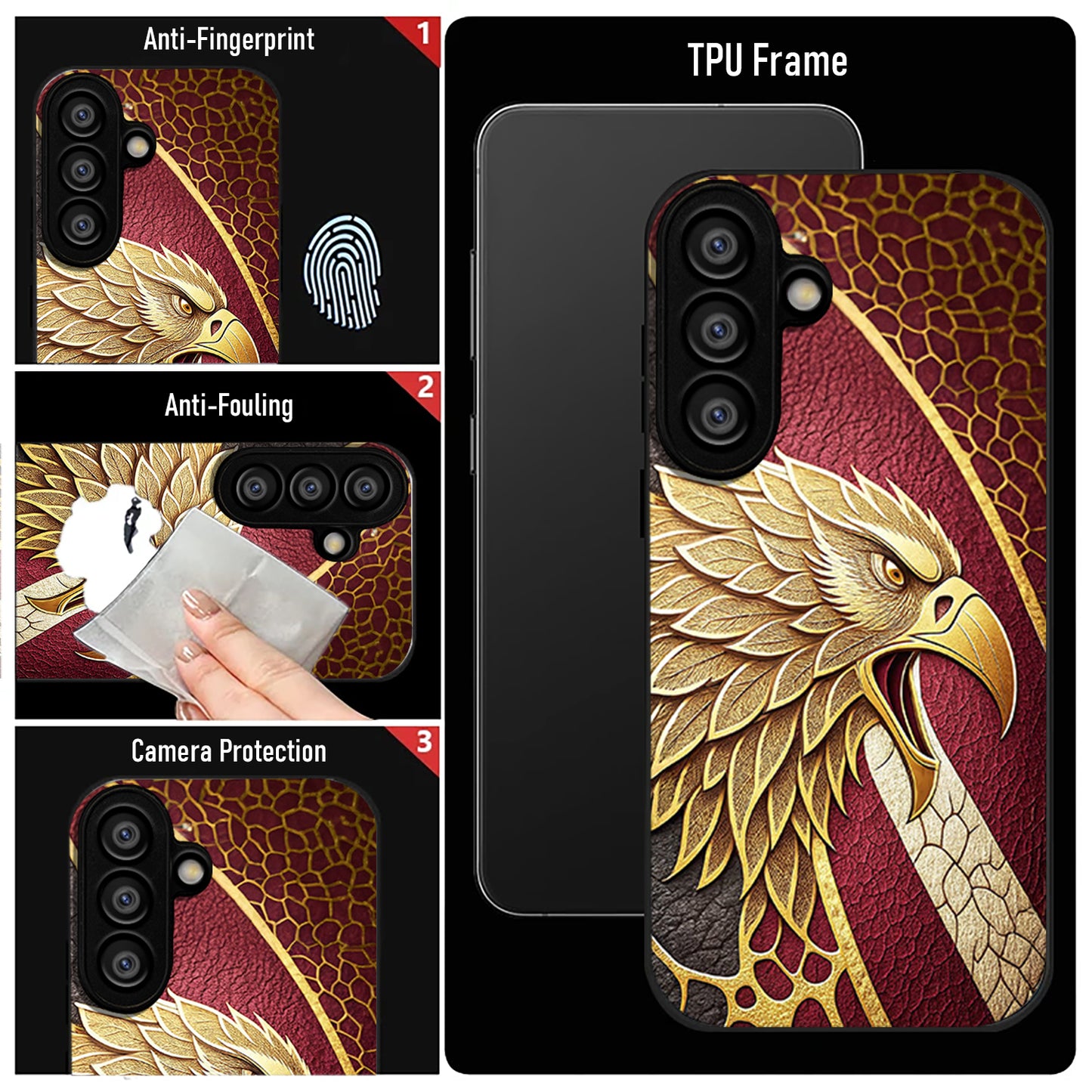 Samsung Galaxy A36 5G Premium Acrylic Shockproof Glass Back Case (Metallic Eagle)