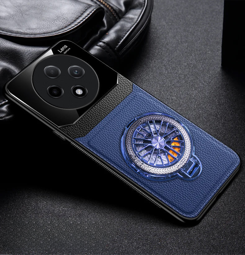 Oppo F27 Pro+ 5G Original Luxury Leather Lens Wheel Ring Stand Case