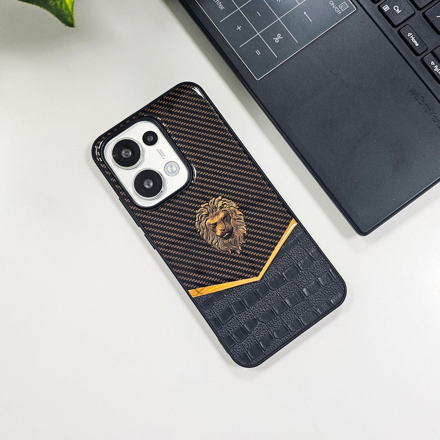 Oppo Reno13 5G Luxury Lion Pattern Leather And Liquid Silicone Case