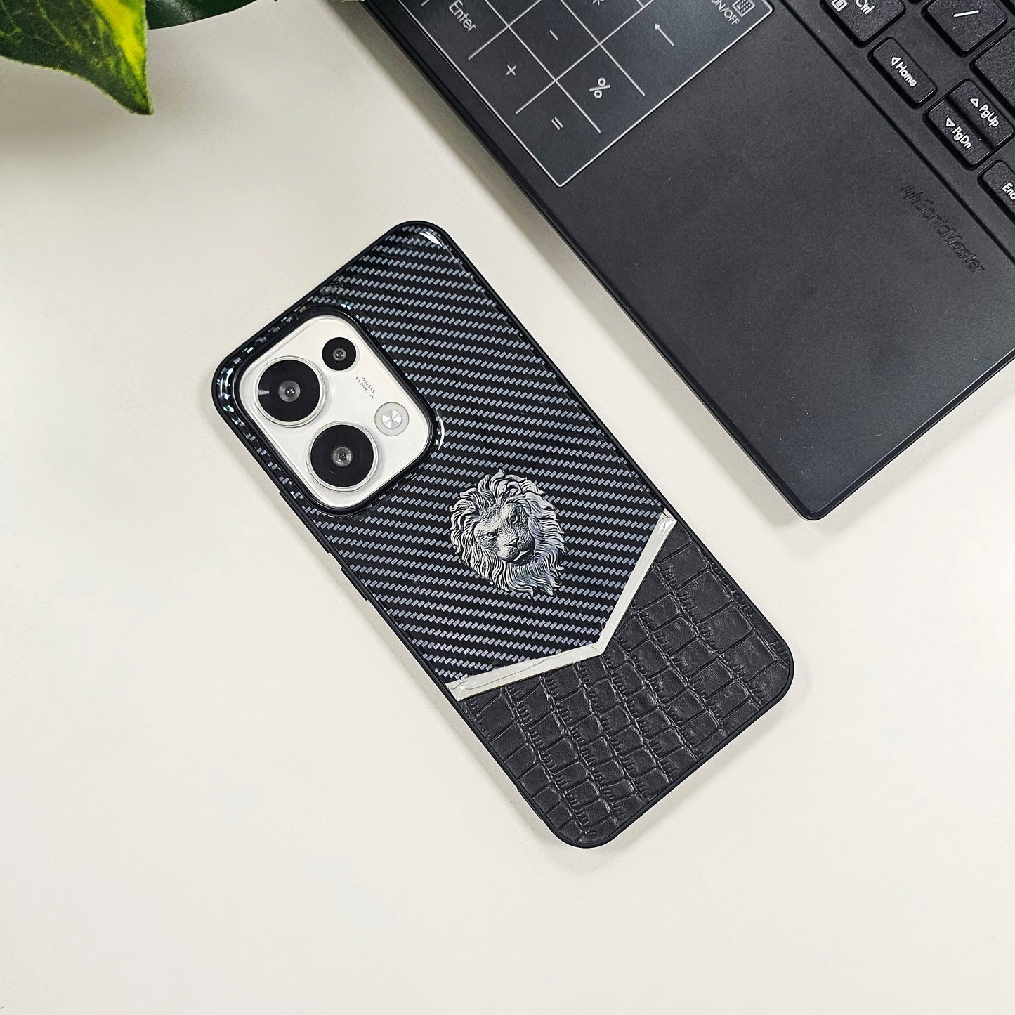 Oppo Reno13 5G Luxury Lion Pattern Leather And Liquid Silicone Case