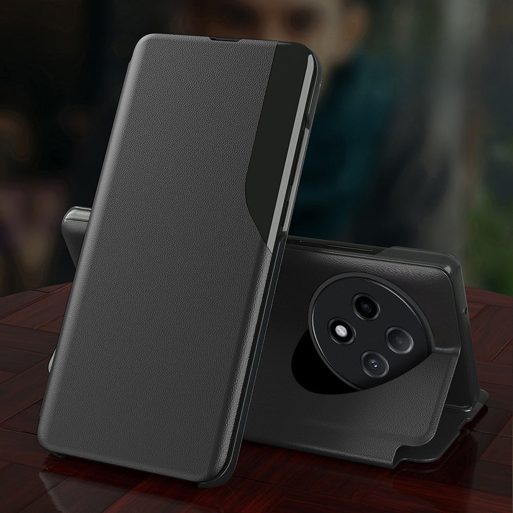 Black leather Oppo F27 Pro flip cover