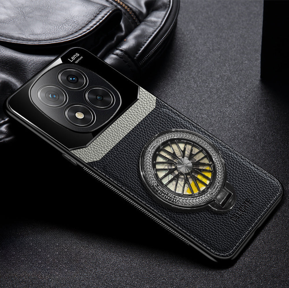 Redmi Note 14 Pro+ Black Leather Lens Wheel Case