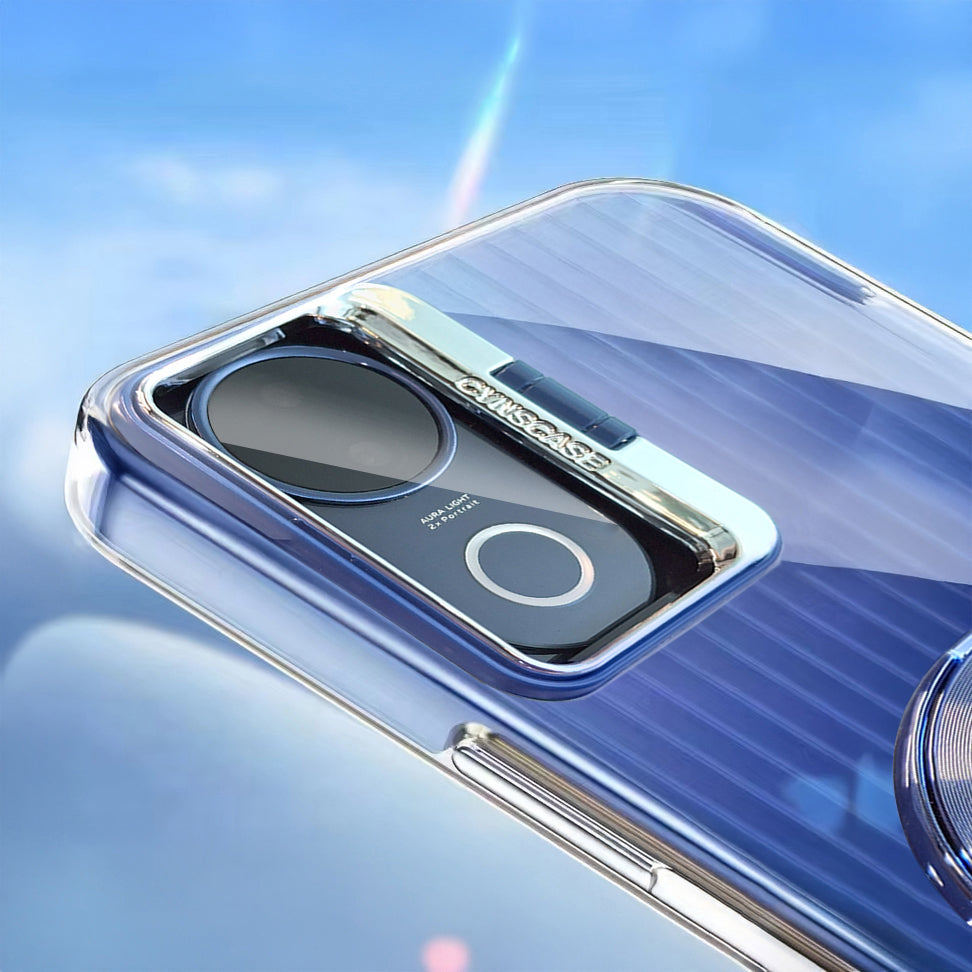 Camera-protective Vivo V50 case with ring stand feature.