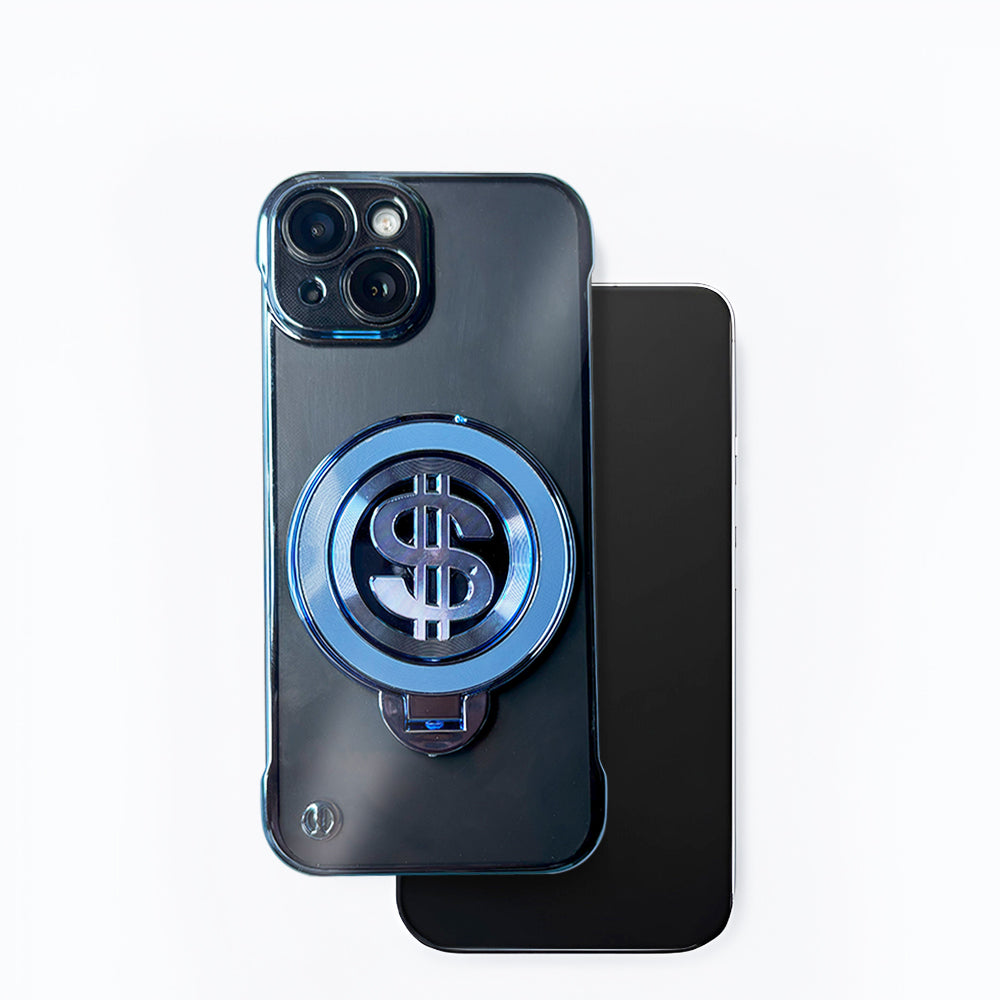 Blue frameless iPhone 15 Plus cover