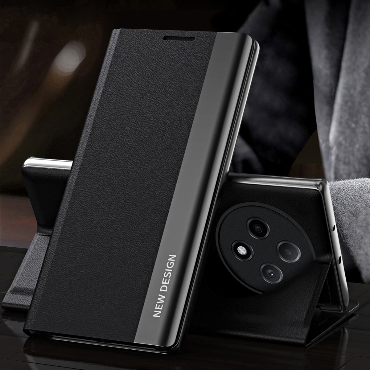 black Oppo F27 Pro flip leather cover