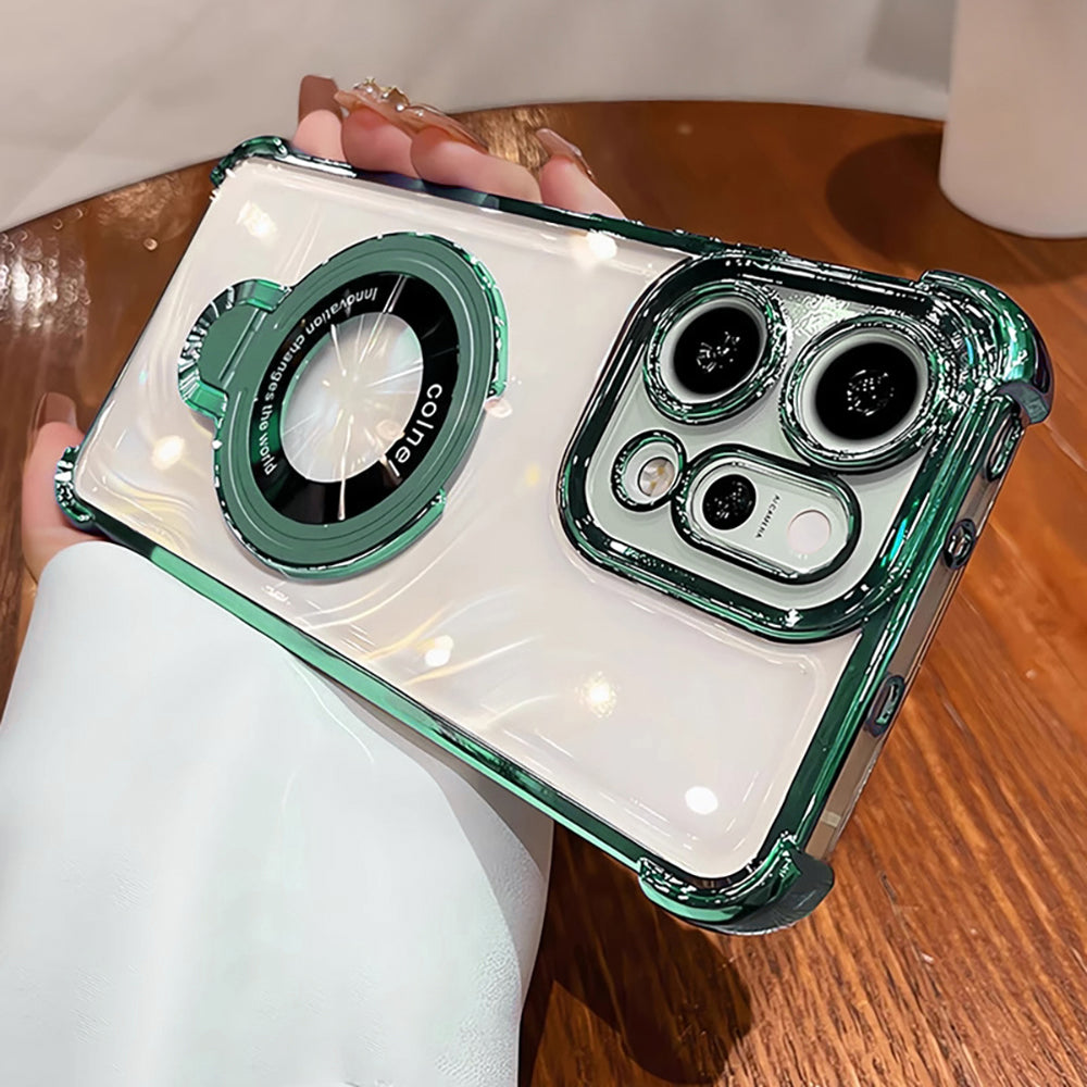 Oppo Reno14 5G Original Luxury Magnifier Ring Stand Shockproof Airbags Corner Case