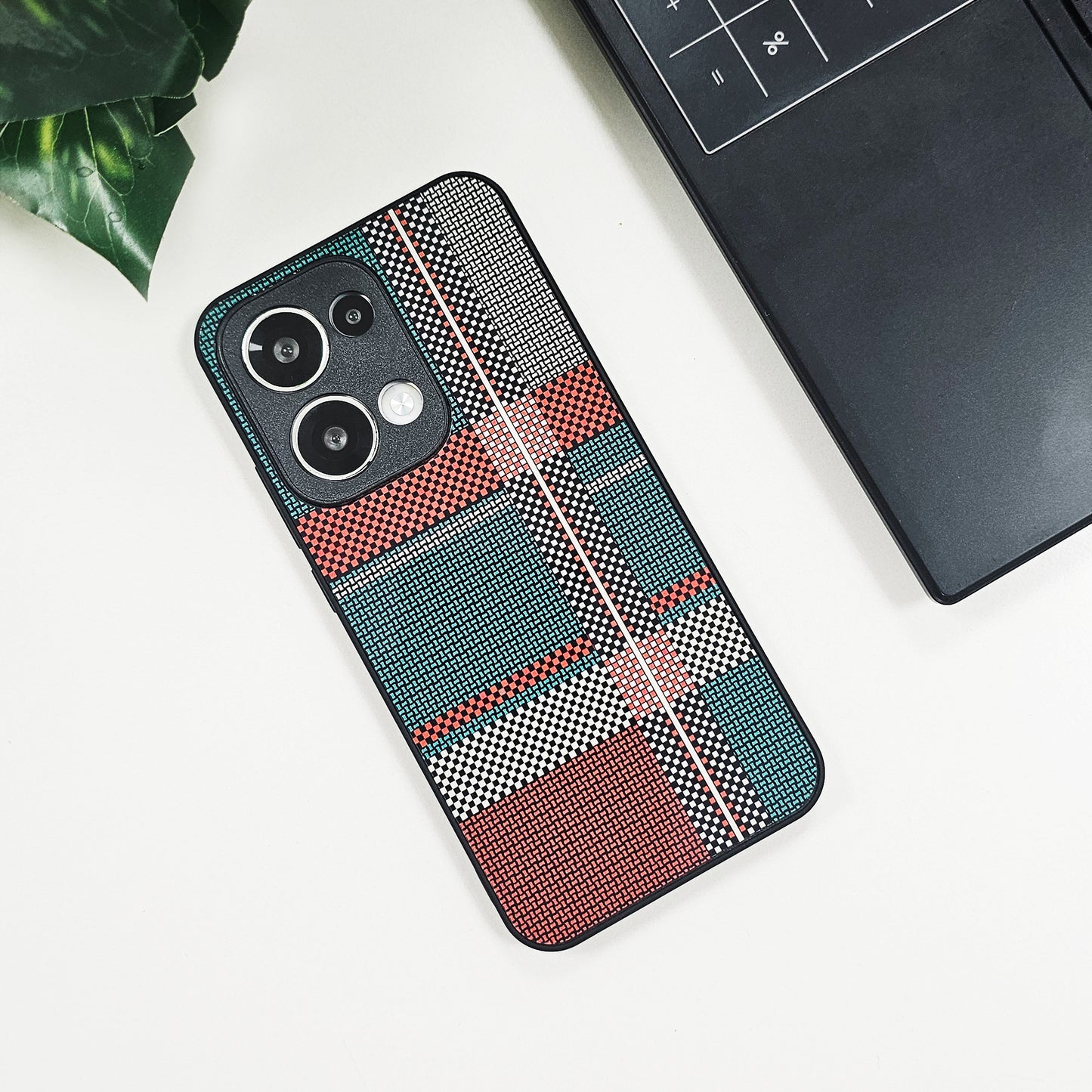 Oppo Reno13 5G Luxury Grid Pattern Glass Back Shockproof Case