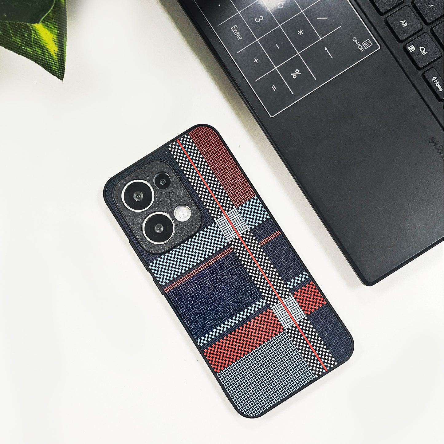 Oppo Reno13 5G Luxury Grid Pattern Glass Back Shockproof Case