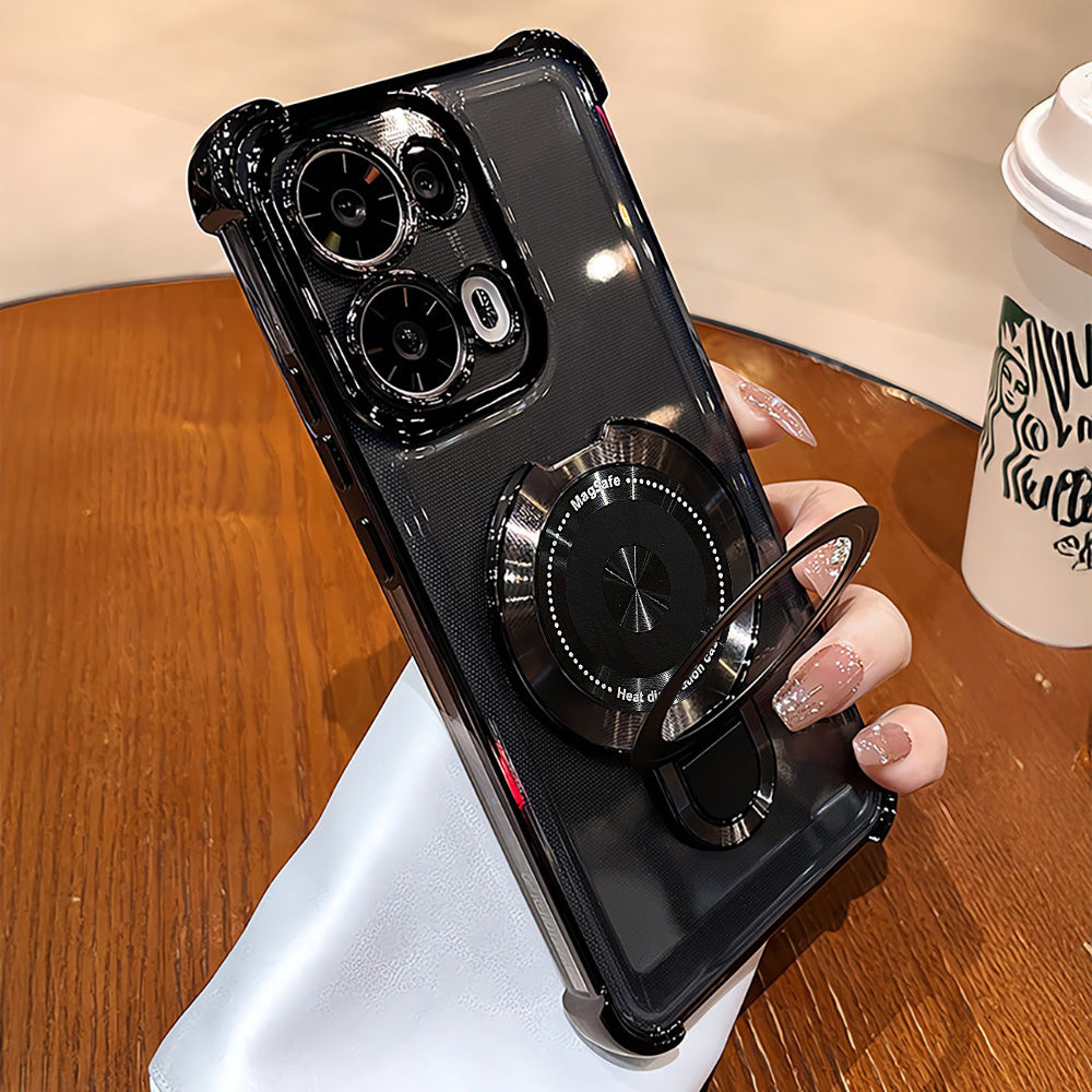 Black Oppo Reno 13 5G Cover with camera lens protector