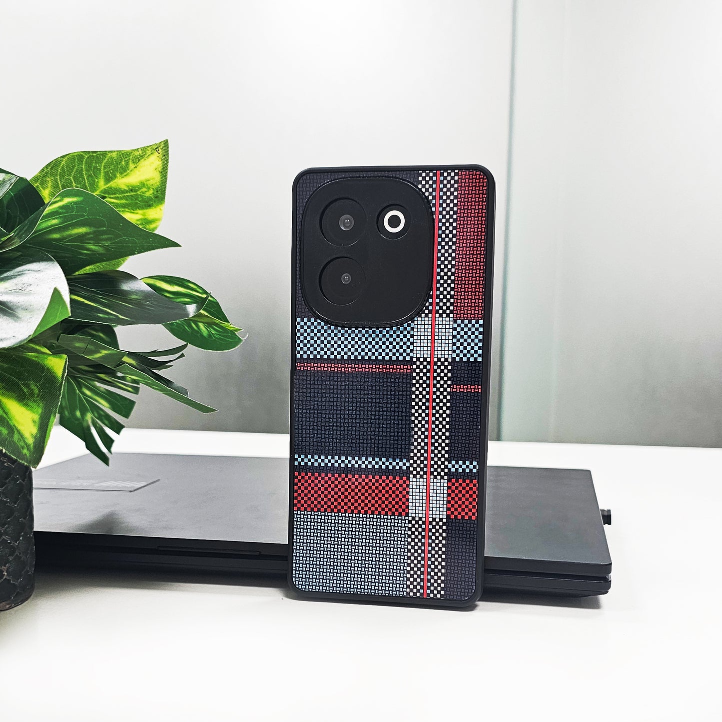 Vivo T3 Pro 5G Luxury Grid Pattern Glass Back Shockproof Case