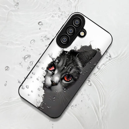 Samsung Galaxy A36 5G Premium Acrylic Shockproof Glass Back Case (White Cat)