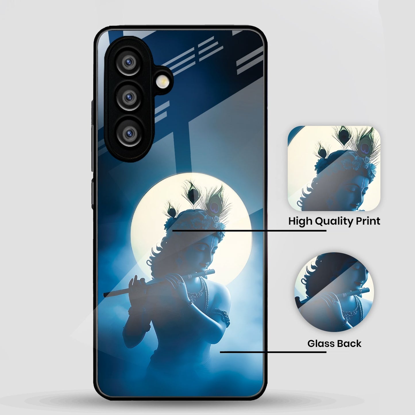 Samsung Galaxy A36 Premium Acrylic Shockproof Glass Back Case (Midnight Krishna)