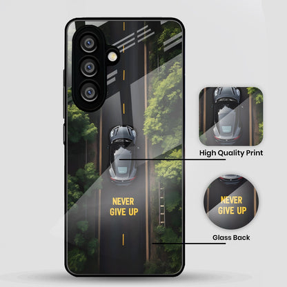 Samsung Galaxy A36 Premium Acrylic Shockproof Glass Back Case (Road Never Give Up)