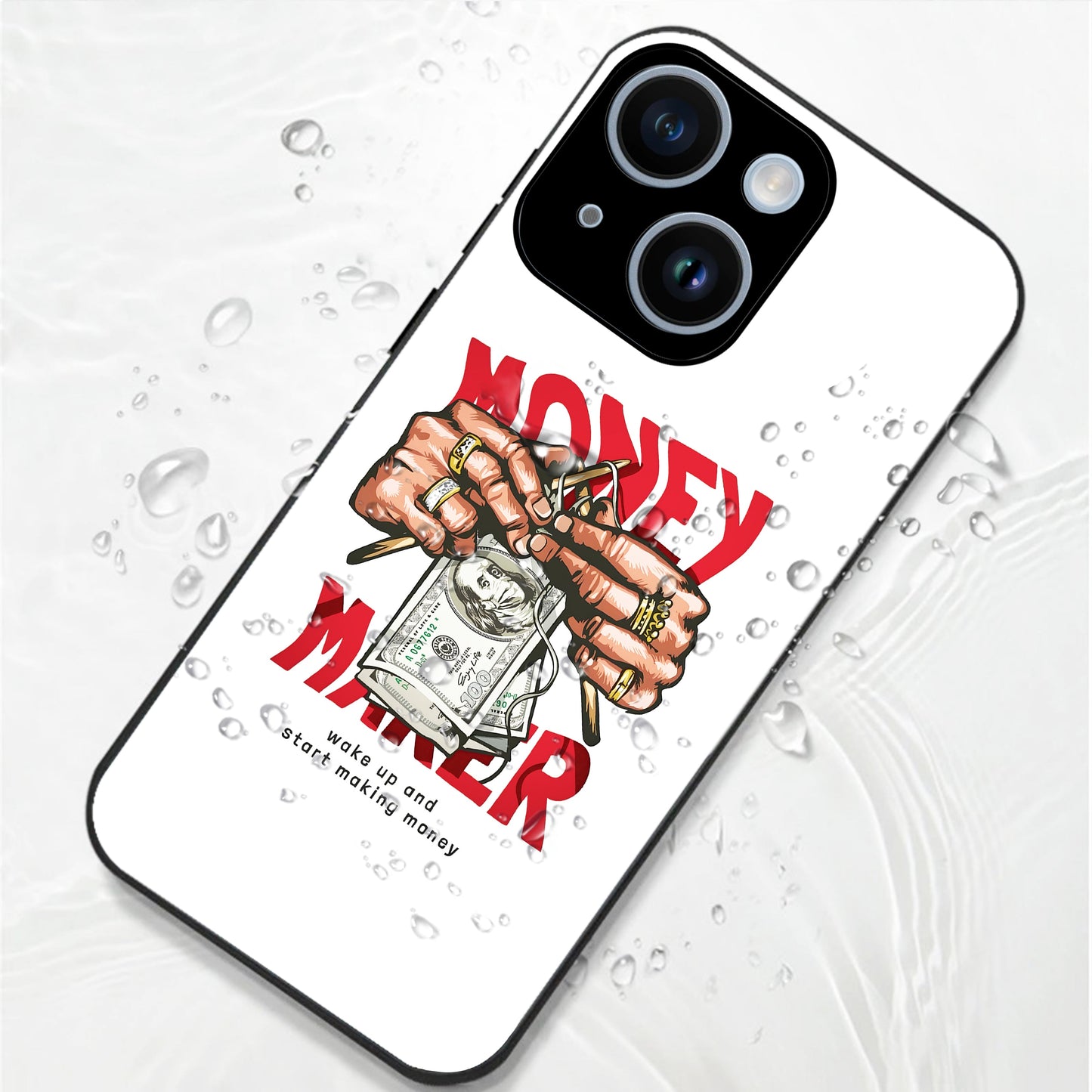 iPhone 14 Premium Acrylic Shockproof Glass Back Case (Money Maker)