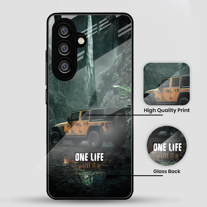 Samsung Galaxy A36 Premium Acrylic Shockproof Glass Back Case (Jeep Case)