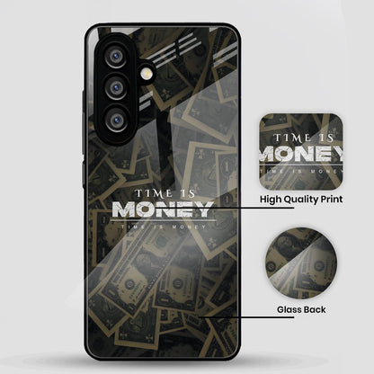 Samsung Galaxy A36 Premium Acrylic Shockproof Glass Back Case (Time Is Money)