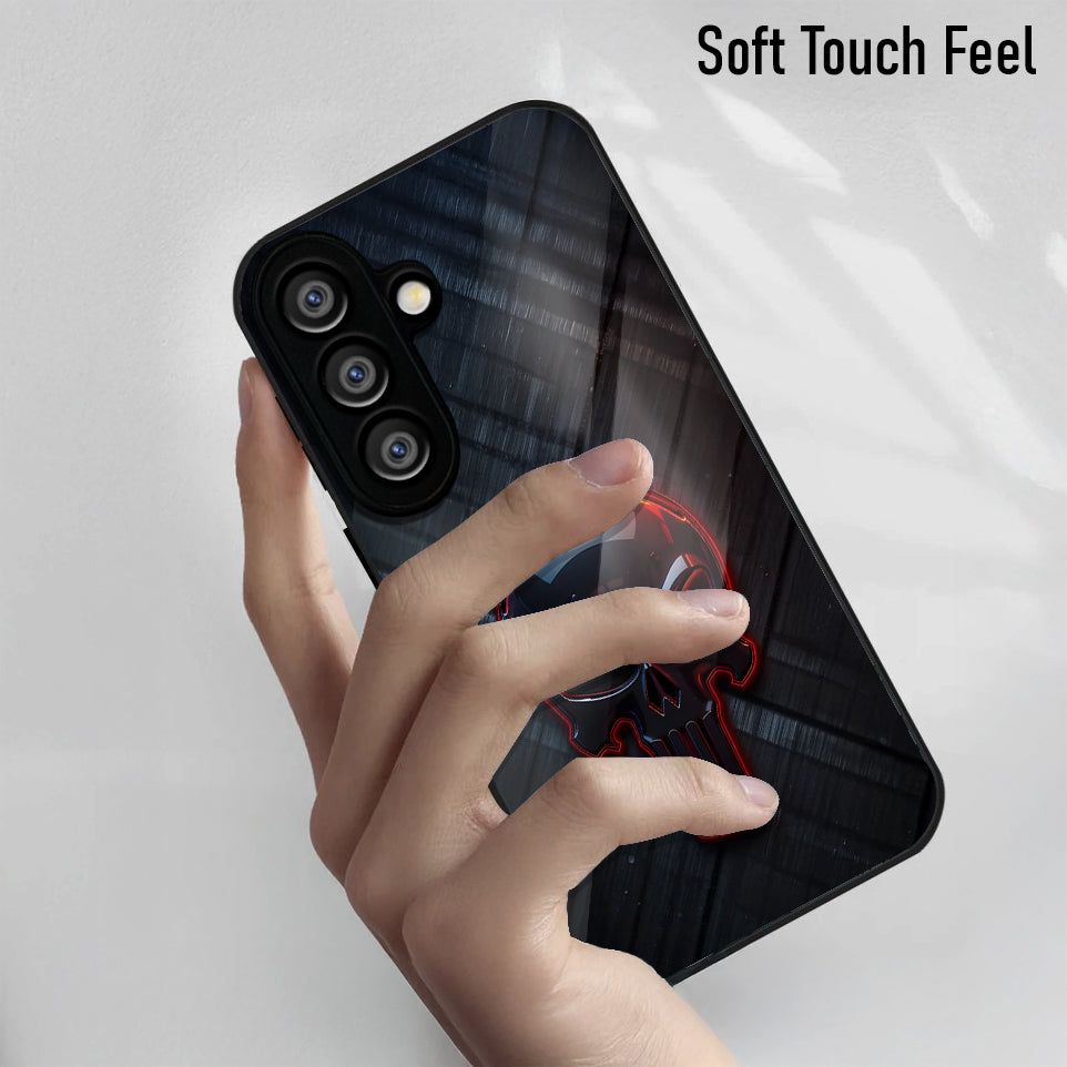 Samsung Galaxy A36 Premium Acrylic Shockproof Glass Back Case (Power Skull)