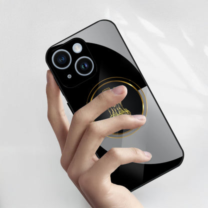 iPhone 14 Premium Acrylic Shockproof Glass Back Case (Satyamev Noir)