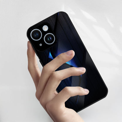 iPhone 15 Premium Acrylic Shockproof Glass Back Case (Blue Gradient)