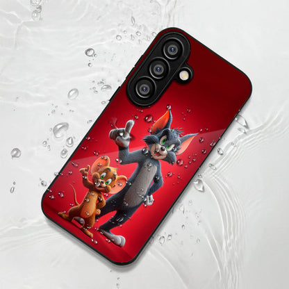 Samsung Galaxy A56 Premium Acrylic Shockproof Glass Back Case (Tom and Jerry)