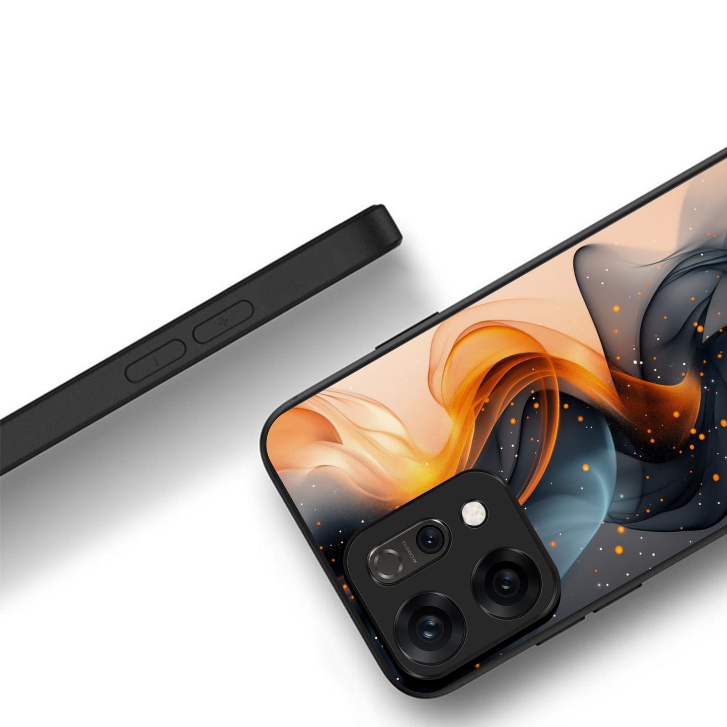 Oppo Reno 14 5G Premium Acrylic Shockproof Glass Back Case (Eclipse Flame)