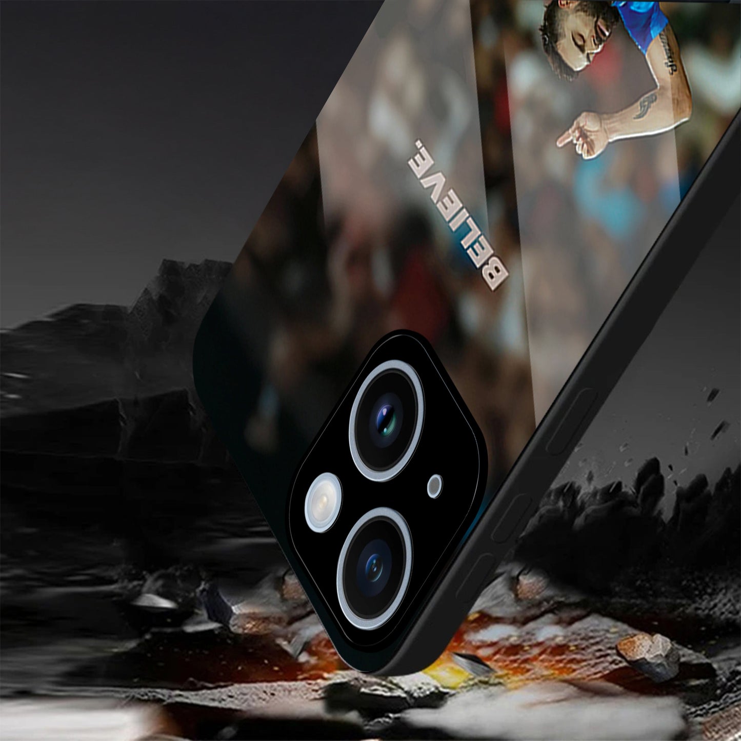 iPhone 15 Premium Acrylic Shockproof Glass Back Case (Virat Kohli)