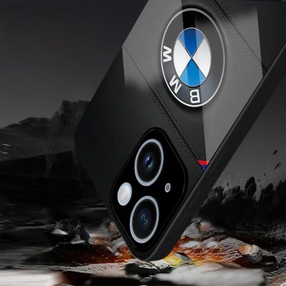 iPhone 15 Premium Acrylic Shockproof Glass Back Case (BMW LOGO)