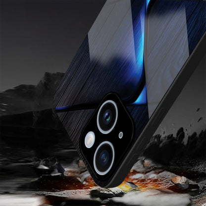 iPhone 15 Premium Acrylic Shockproof Glass Back Case (Blue Gradient)